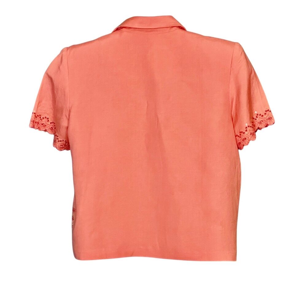 Coldwater Creek Sz 14P Sleeveless Maxi Dress & Jacket Set Linen Blend Coral Pink - Picture 9 of 9